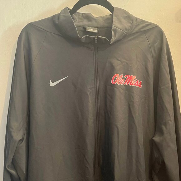 4XL Nike Dri-Fit Ole Miss Light weight Full Zip jacket- Dark Gray with Black - Picture 1 of 9